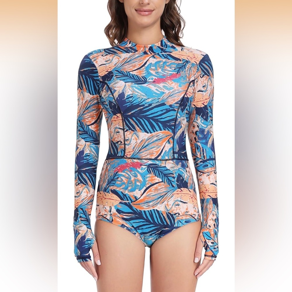 AXESEA Long Sleeve Swimsuit Rash
Guard UPF 50+ Swim Shirt One Piece Size4/428-4